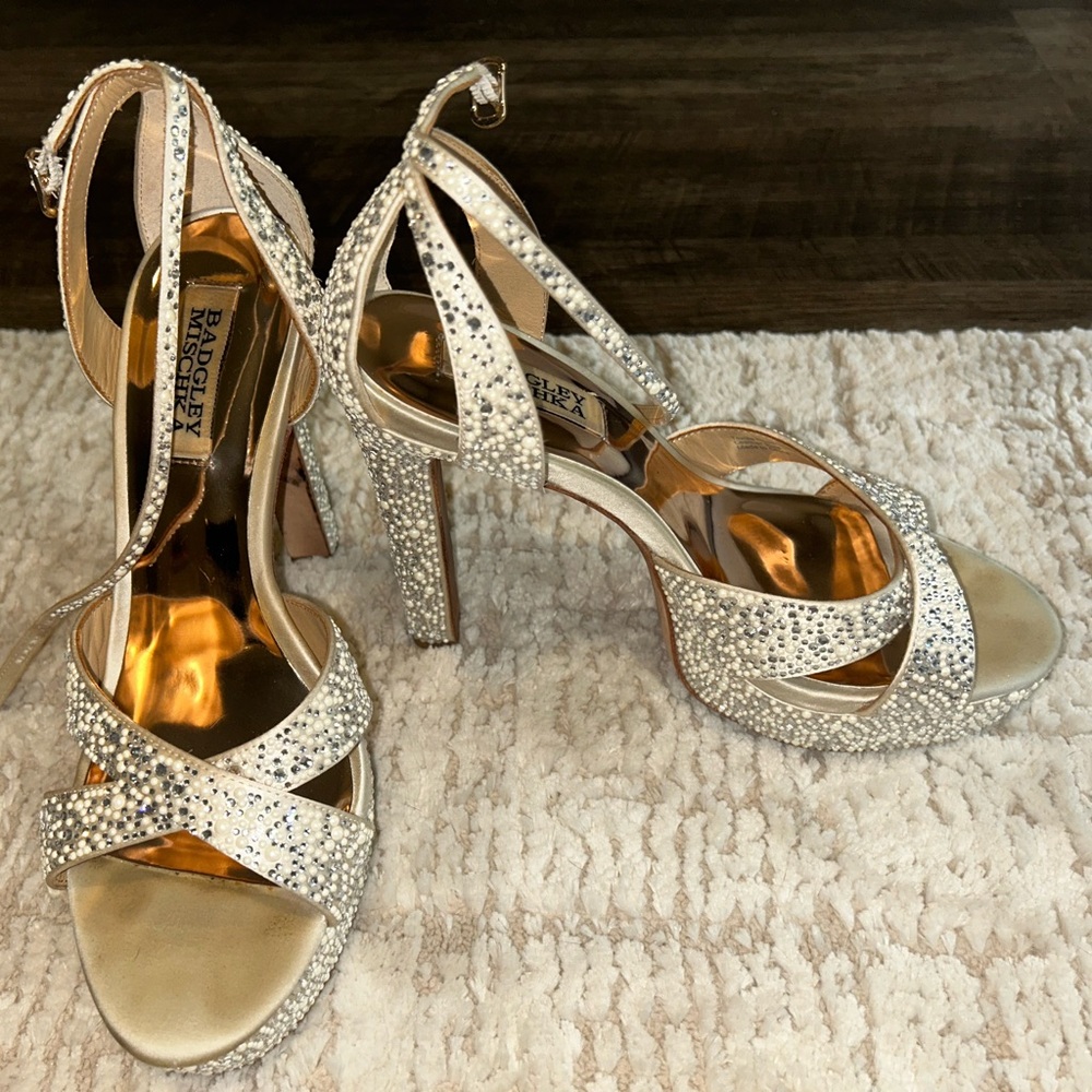 Badgley Mischka Glittering Silver Heels
